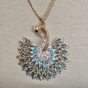 BLUE n GREEN PEACOCK STATEMENT NECKLACE